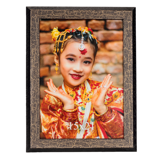 Ramka drewniana na zdjęcie 15x21 cm ze złotą nitką MILENA (II gatunek)