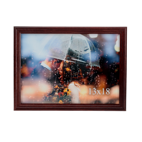 Brązowa ramka drewniana na zdjęcie 13x18 cm o cienkim profilu ramy - PhotoDECOR