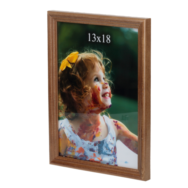 Brązowa ramka drewniana na zdjęcie 13x18 cm o cienkim profilu ramy - PhotoDECOR