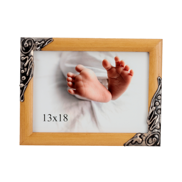 Ramka drewniana ręcznie zdobiona 13x18 cm - sosna - PhotoDECOR