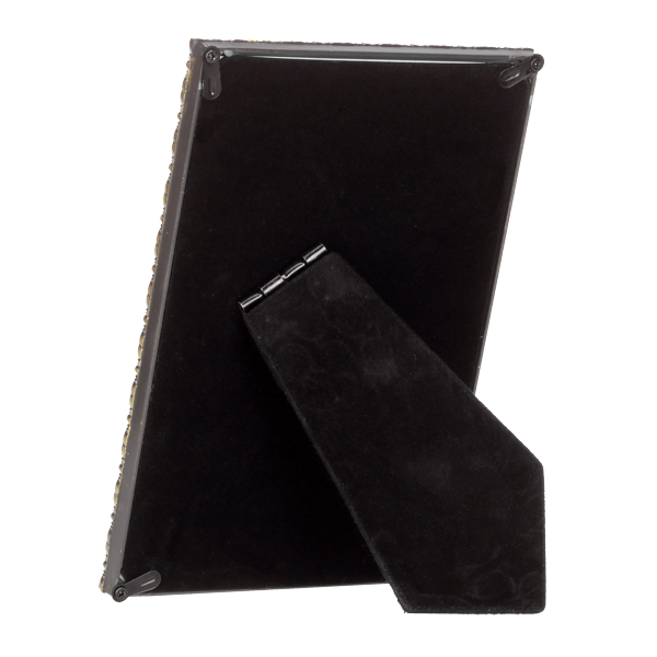 Prosta ramka metalowa odlewana zdobiona kryształkami