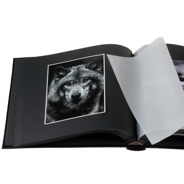 Czarny album tradycyjny z pergaminem, z okienkiem | czarne strony | 60 stron