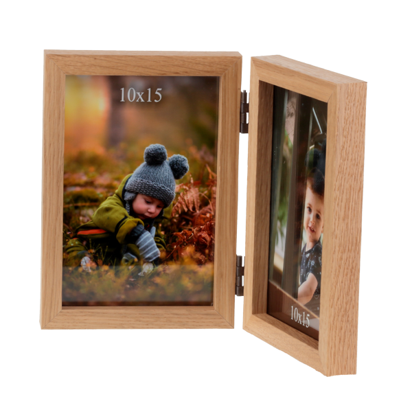 Ramka na dwa zdjęcia 10x15 cm z litego drewna dębowego MEG