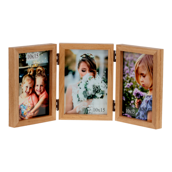 Ramka na trzy zdjęcia 10x15 cm z litego drewna dębowego MEG
