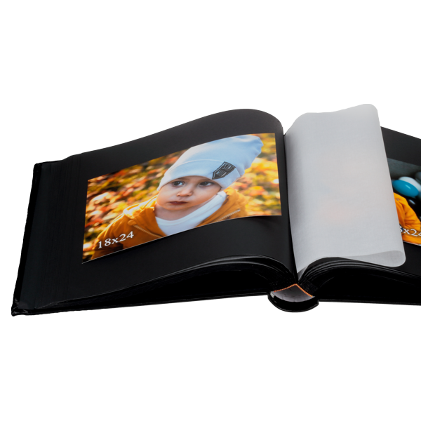 Czarny tradycyjny album z pergaminem | czarne strony | 100 stron