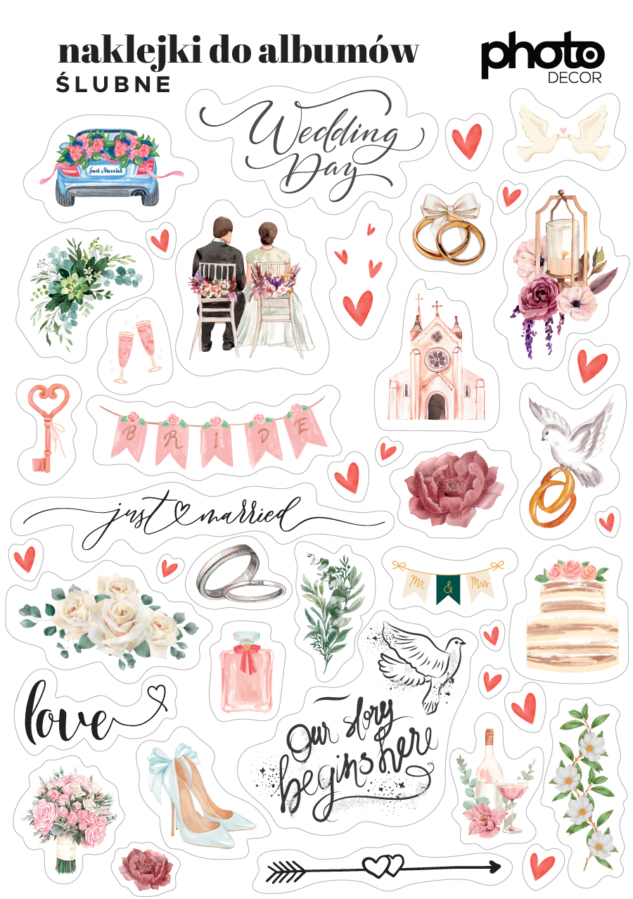 Ślubne naklejki do albumów na zdjęcia