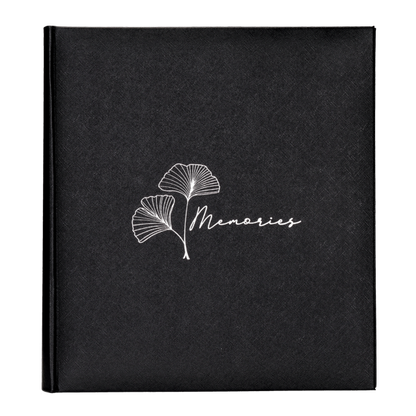 Album tradycyjny z pergaminem SREBRNY LIŚĆ | czarne strony | 100 stron