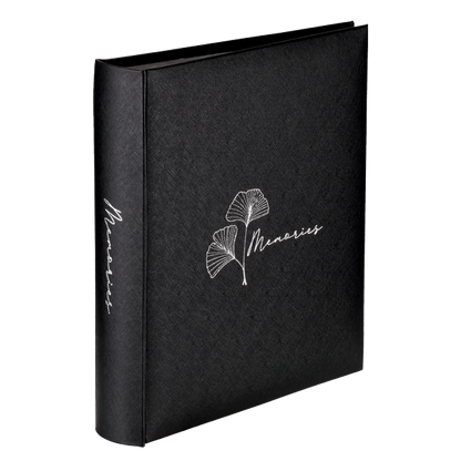 Album tradycyjny z pergaminem SREBRNY LIŚĆ | czarne strony | 100 stron