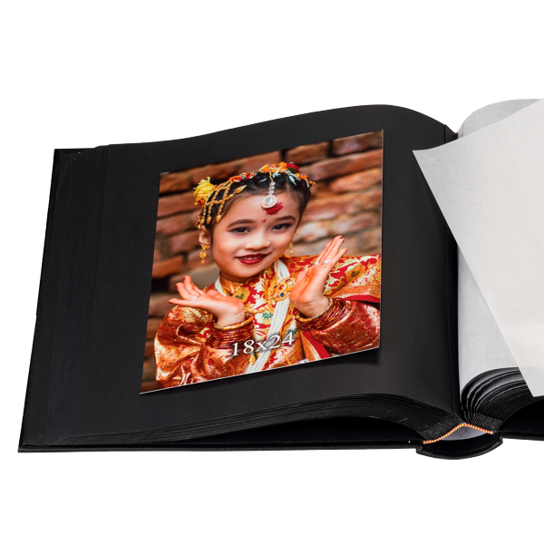 Album tradycyjny z pergaminem SREBRNY LIŚĆ | czarne strony | 100 stron