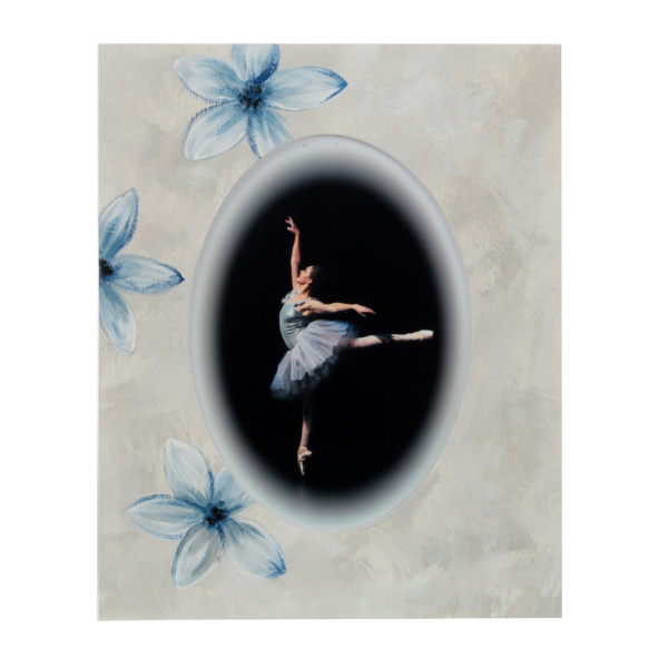 Ramka ręcznie zdobiona 13x18 cm z niebieskimi kwiatami - PhotoDECOR